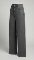 High-Rise Wide-Leg Jeans - Cool Gray