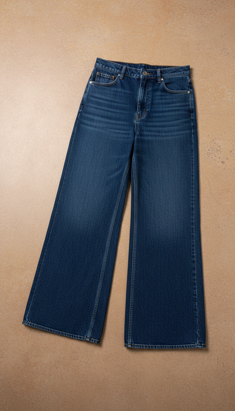 Wide-Leg Denim Pants