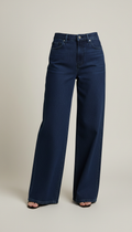 High-Rise Wide-Leg Denim Jeans - Midnight Blue