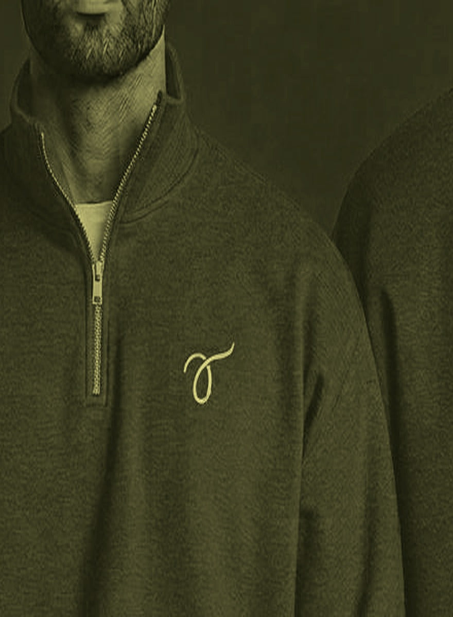 Threads Half Zip Olive Green - Fabric